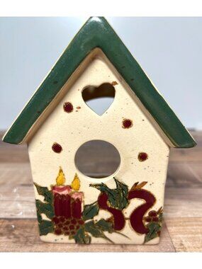 Ceramic Christmas House Tea Light Holder Very Nice